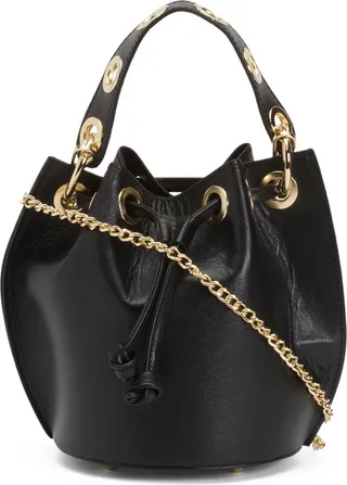 Made In Italy Leather Bucket Crossbody