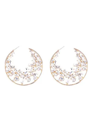 Stone Studded Hoop Earrings 