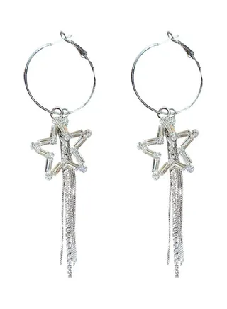 Rhinestone Studded Star Shaped Dangle Earrings 