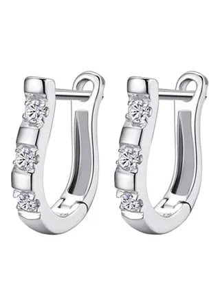 Silver Plated Gemstone Studded Harp Earrings 
