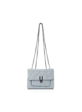 Stitched Cross-Body Bag With Metal Handle Blue 