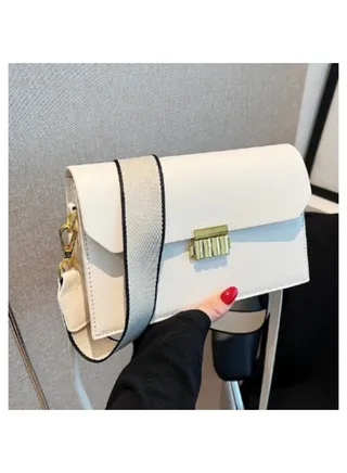 Solid Cross Bag Faux Leather With Hand For Women  23×15 CM - White 