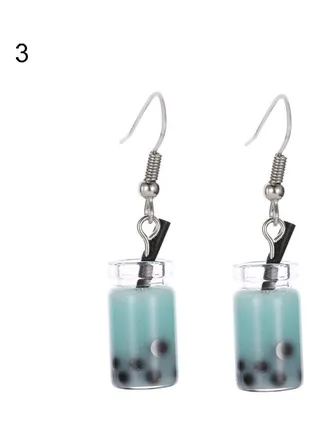 Bubble Tea Drink Dangle Long Ear Hooks Earrings 