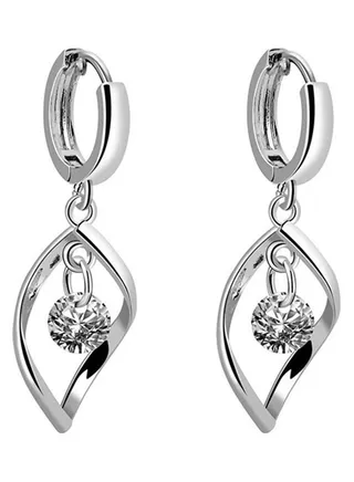 Cubic Zircon Water Drop Eardrop Leaverback Earrings 