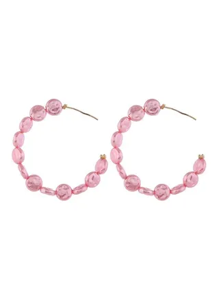 Elegant Design Bead Hoop Earrings 