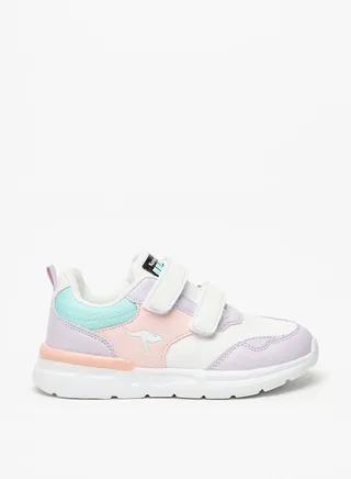 Girls' Panelled Sports Shoes with Hook and Loop Closure 