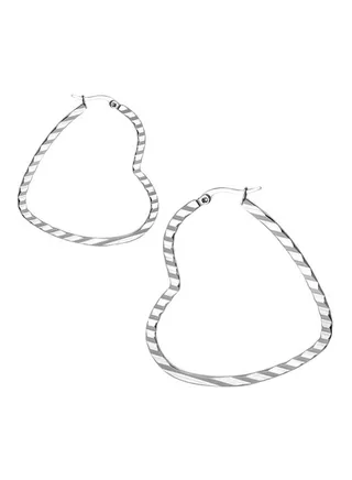 Stainless Steel Diagonal Flat Love Heart Clip Earrings 