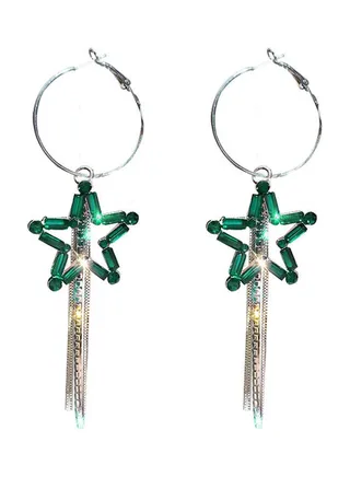 Rhinestone Studded Star Shaped Dangle Earrings 