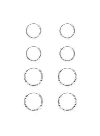 4 Pairs of Hypoallergenic Hoop Earrings 