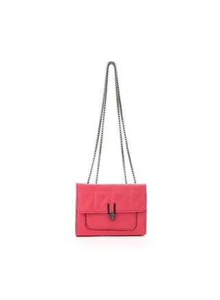 Stitched Cross-Body Bag With Metal Handle Pink 