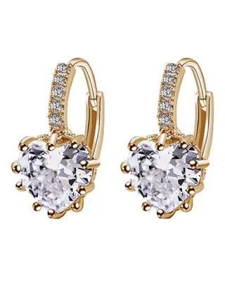 Heart Shape Rhinestone Hoop Earrings 