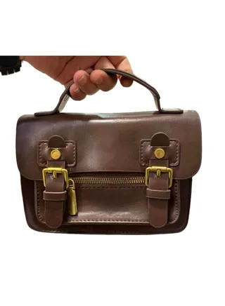 Solid Cross Bag Faux Leather With Hand For Women 20×14 CM - Brown 