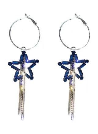 Rhinestone Studded Star Shaped Dangle Earrings 