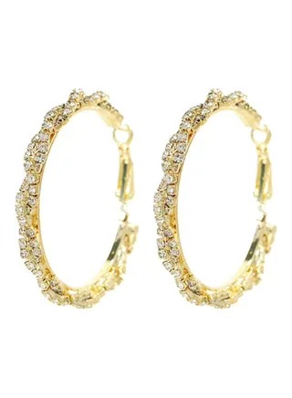 Rhinestone Studded Hoop Earrings 