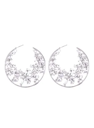 Stone Studded Hoop Earrings 