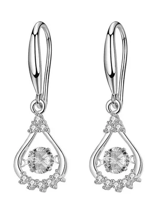 Cubic Zirconia Inlaid Water Drop Dangle Earrings 