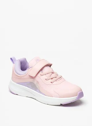 Girls' Textured Sports Shoes with Hook and Loop Closure 