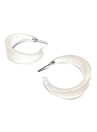 Clear Frosted Hoop Earrings 