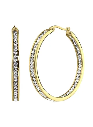 Crystal Studded Inside Outside Hoops 