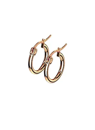 Rose Gold Round Metal Hoop Earrings 