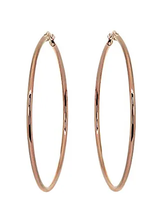 Rose Gold Flash Round Metal Hoop Earrings 