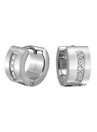 Stainless Steel  Cubic Zirconia Huggie Hoop Earrings 