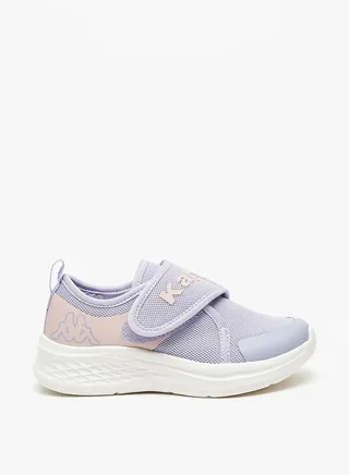 Girls Logo Textured Sports Shoes with Hook and Loop Closure 