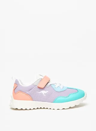 Girl's Colourblock Sports Shoes with Hook and Loop Closure 