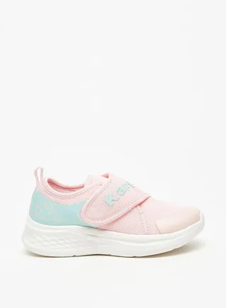 Girls Logo Textured Sports Shoes with Hook and Loop Closure 