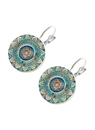 Floral Pattern Round Shape Stylish Hoops Earrings 