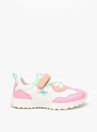Girl's Colourblock Sports Shoes with Hook and Loop Closure 