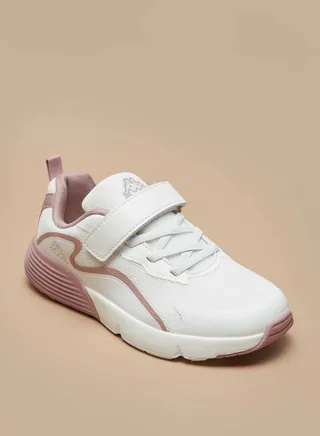 Girls Panelled Sports Shoes with Hook and Loop Closure 