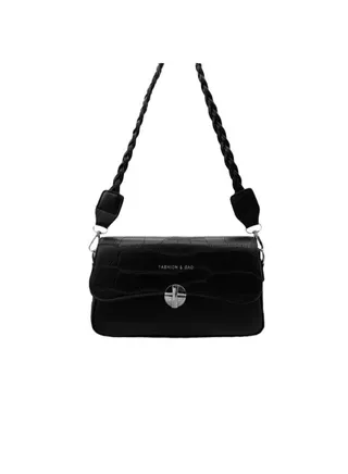 Pattern Cross Bag Faux Leather With Hand For Women 25×15 CM - Black 