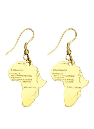 Africa Map Dangle Drop Hook Hoop Earrings 