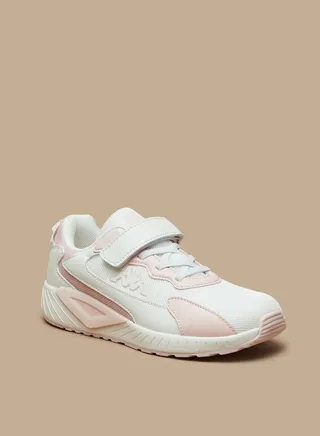 Girls Panelled Sports Shoes with Hook and Loop Closure 