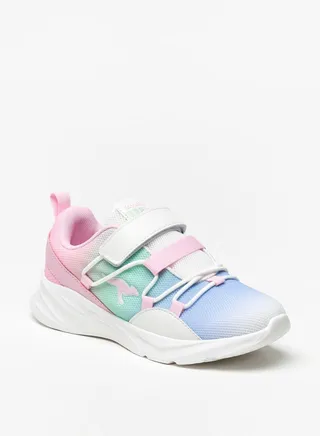 Girls' Ombre Textured Sports Shoes with Hook and Loop Closure 