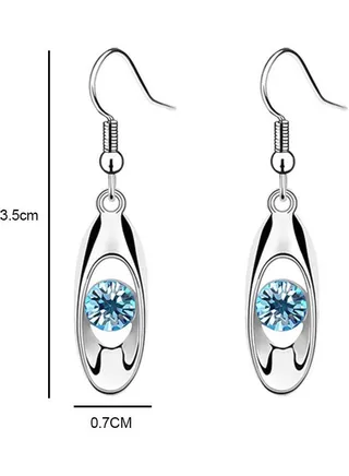 Rhinestone Inlaid Water Drop Dangle Hook Earrings 