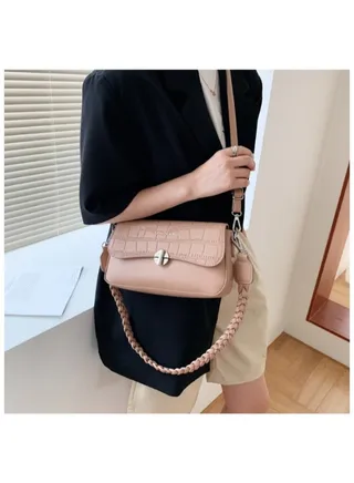 Pattern Cross Bag Faux Leather With Hand For Women 25×15 CM - Cashmere 