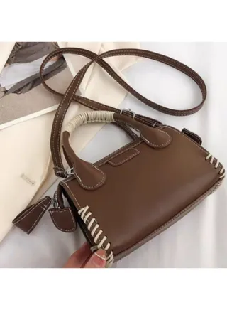 Solid Cross Bag Faux Leather With Hand For Women 20×15 CM- Brown 