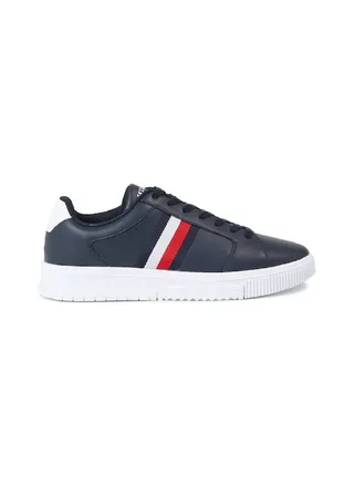 Men's Essential Leather Signature Tape Trainers -  Leather upper, Navy 