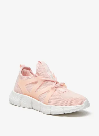 Textured Slip On Sports Shoes Pink 