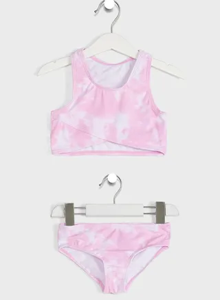 Kids Tie Dye Effect Crossover Bikini Set 