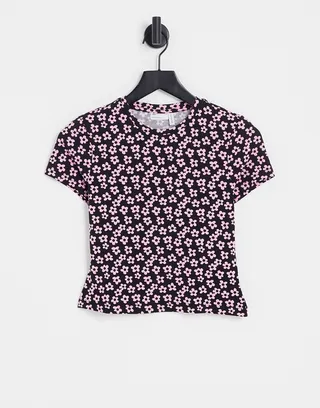 ASOS DESIGN fitted top with kitsch floral print