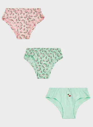 Pack Of 3 Printed Girls Hipster 