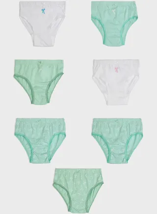 Pack Of 7 Printed Girls Brief 