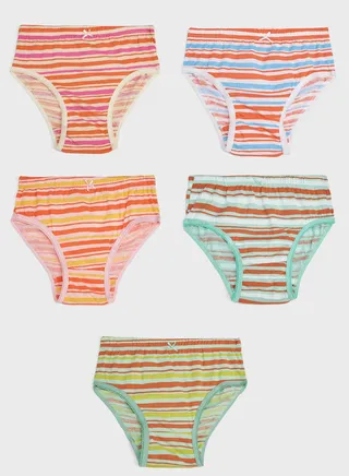 Pack Of 5 Printed Girls Brief 