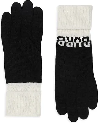 Logo Intarsia Two-Tone Cashmere Gloves