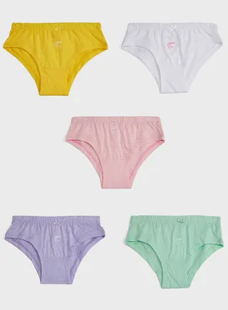 Pack Of 5 Printed Girls Hipster 