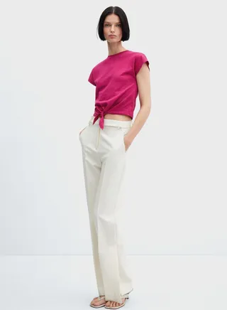 Crew Neck Knot Detail T-Shirt 