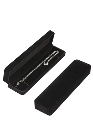 Long Velvet Jewelry Chain Necklace Gift Box Set, Bracelet Storage Case, Jewelry Display Box for Wedding, Engagement, Proposal, Birthday and Anniversary 1 Piece (Black) 